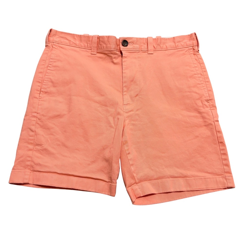 J Crew Mens 32 Chino Shorts Peach Orange 7 Inch Inseam Stretch Cotton Twill
